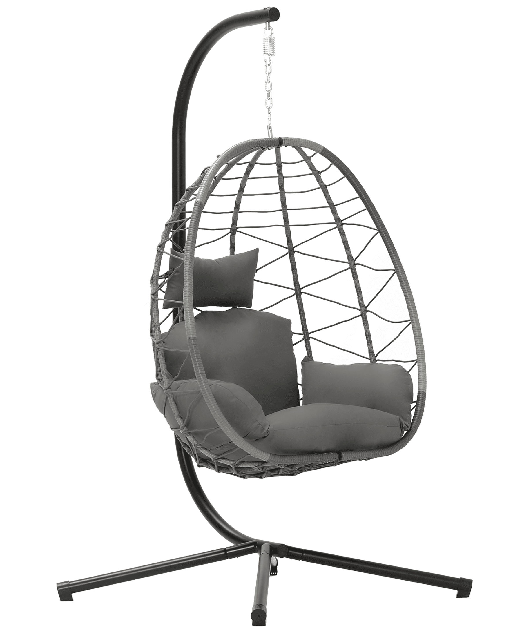 Hanging Egg Chair with Stand and Cushions ¨C Front View