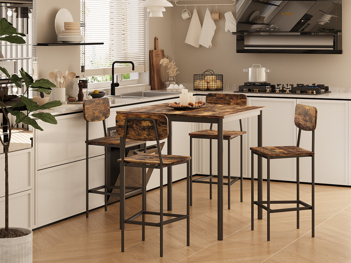 5-Piece Counter Height Dining Set with 4 Bar Stools, Modern Kitchen Table Set