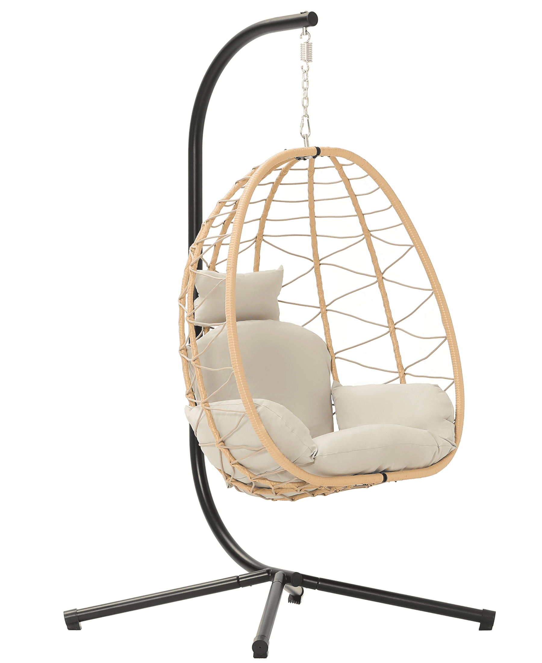 Hanging Egg Chair with Stand and Cushions ¨C Front View