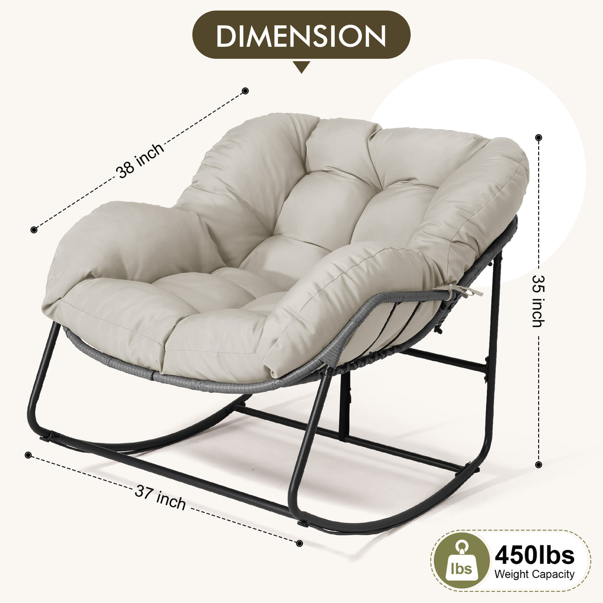 Oversized Wicker Egg Rocking Chair with Thick Cushion – Indoor & Outdoor