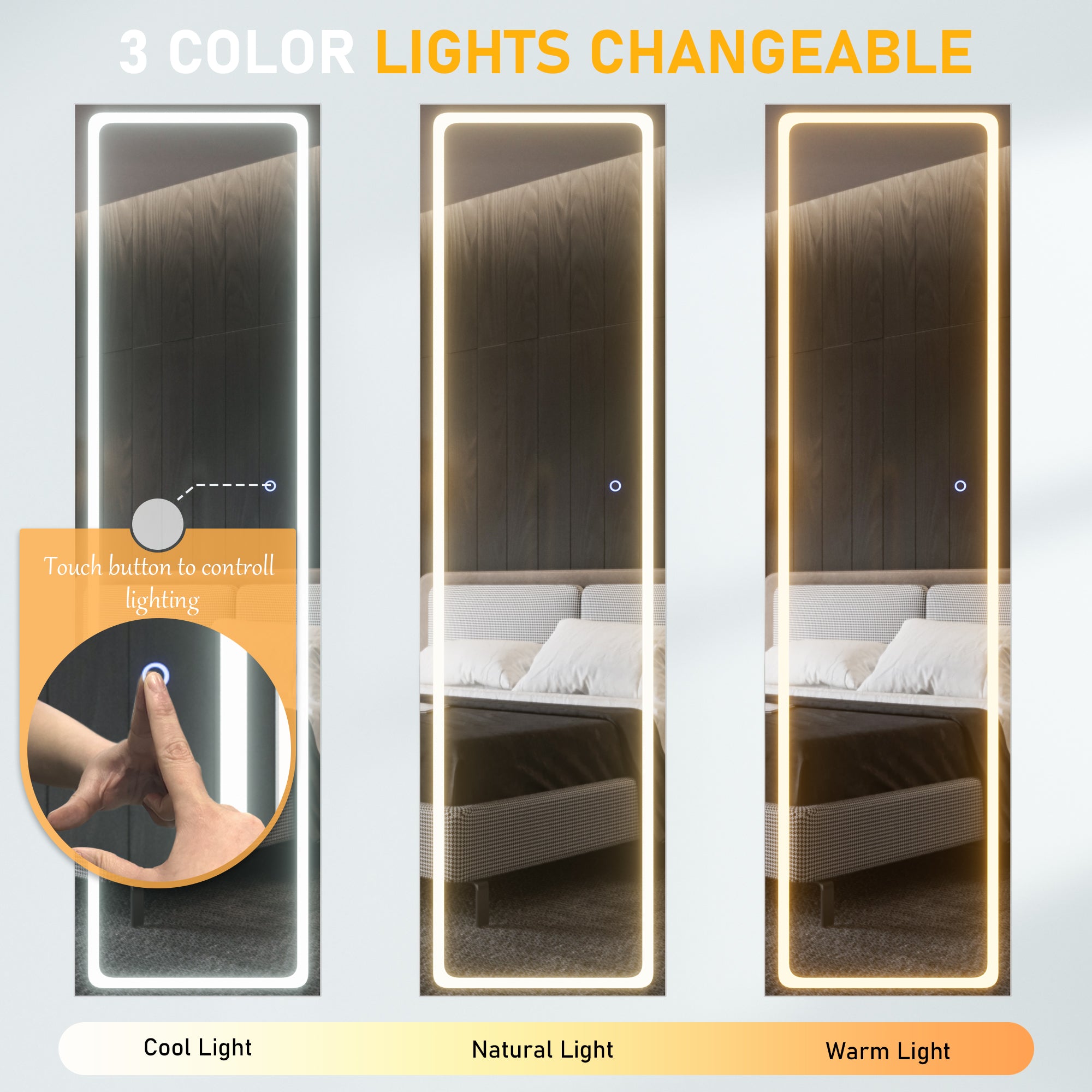 RIWENGO Close-Up of Adjustable LED Lights on Jewelry Armoire