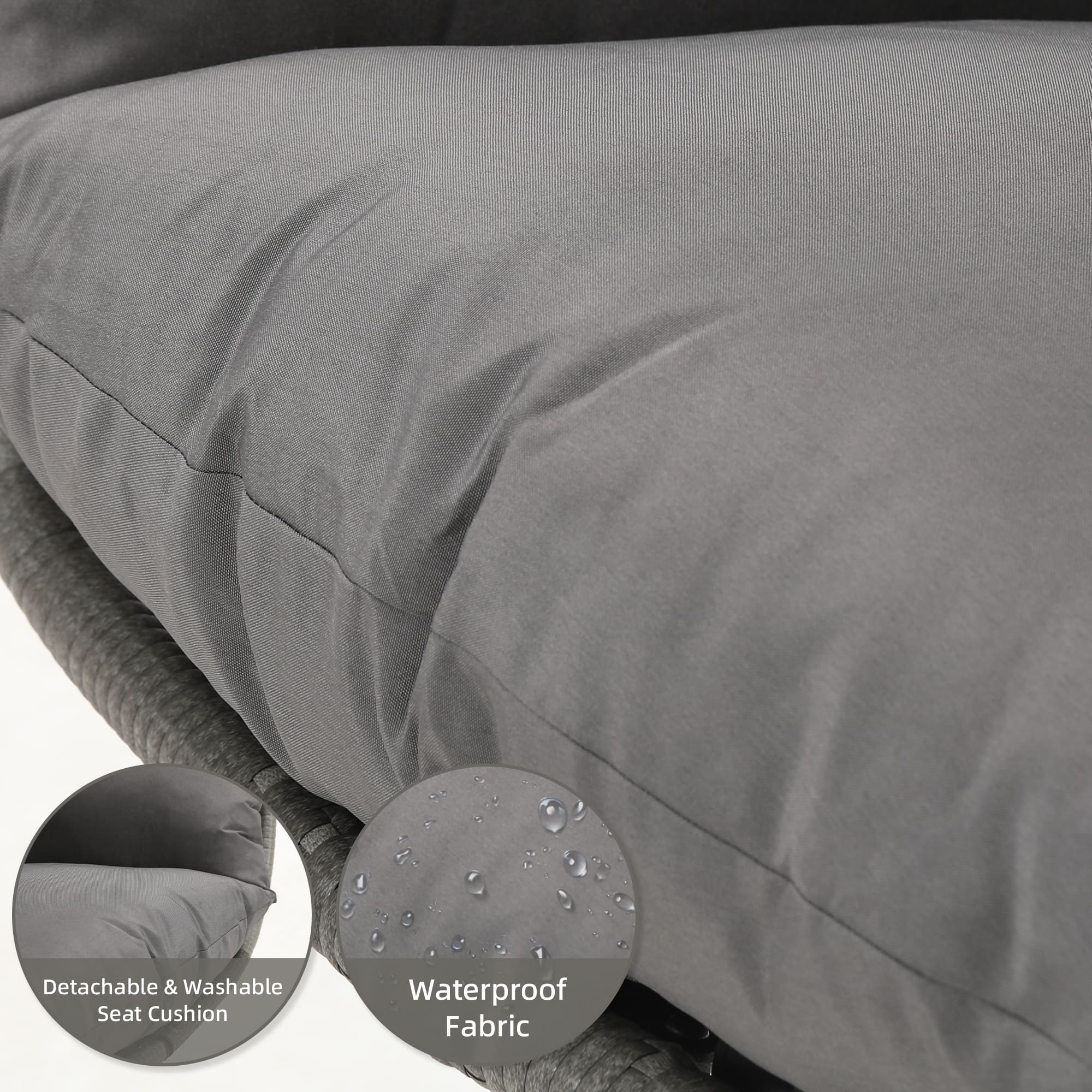 Close-Up of Thickened Cushions on Esmlada Hanging Egg Chair