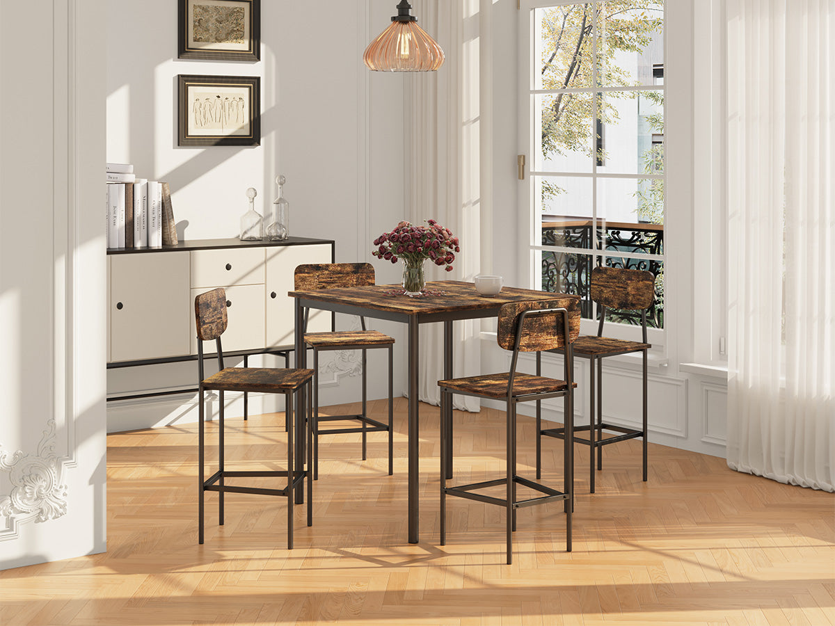 5-Piece Counter Height Dining Set with 4 Bar Stools, Modern Kitchen Table Set